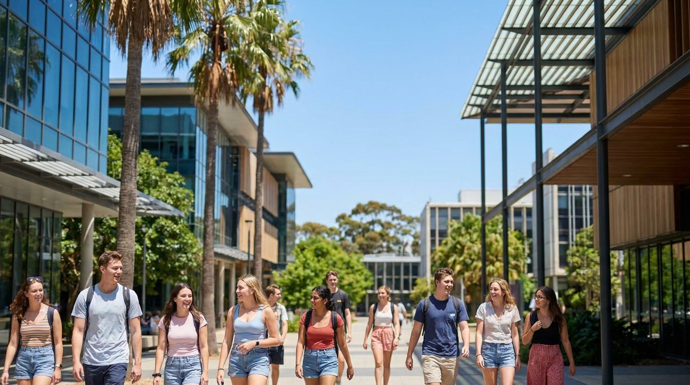 Students on campus in Australia