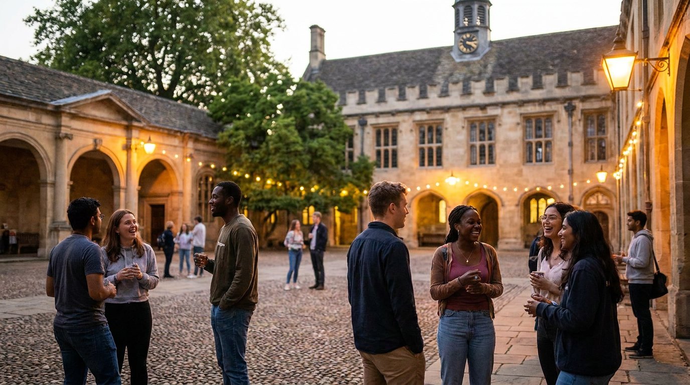 Students on campus in Europe