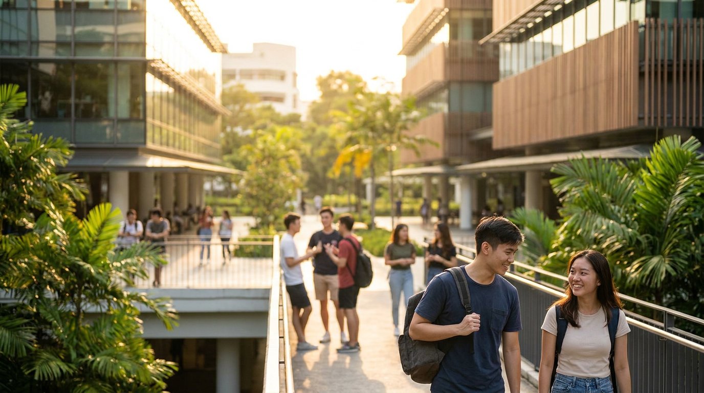 Students on campus in Singapore