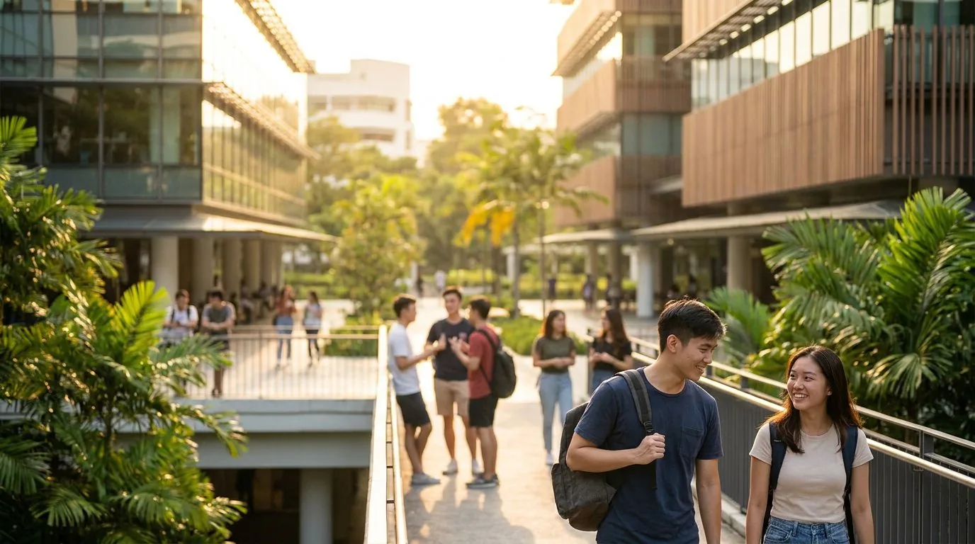 Students on campus in Singapore