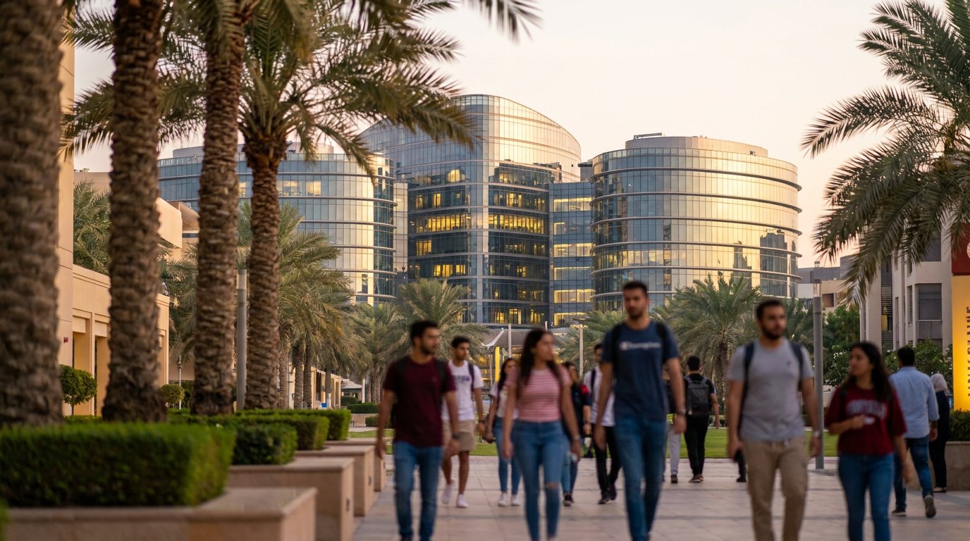 Students on campus in the UAE
