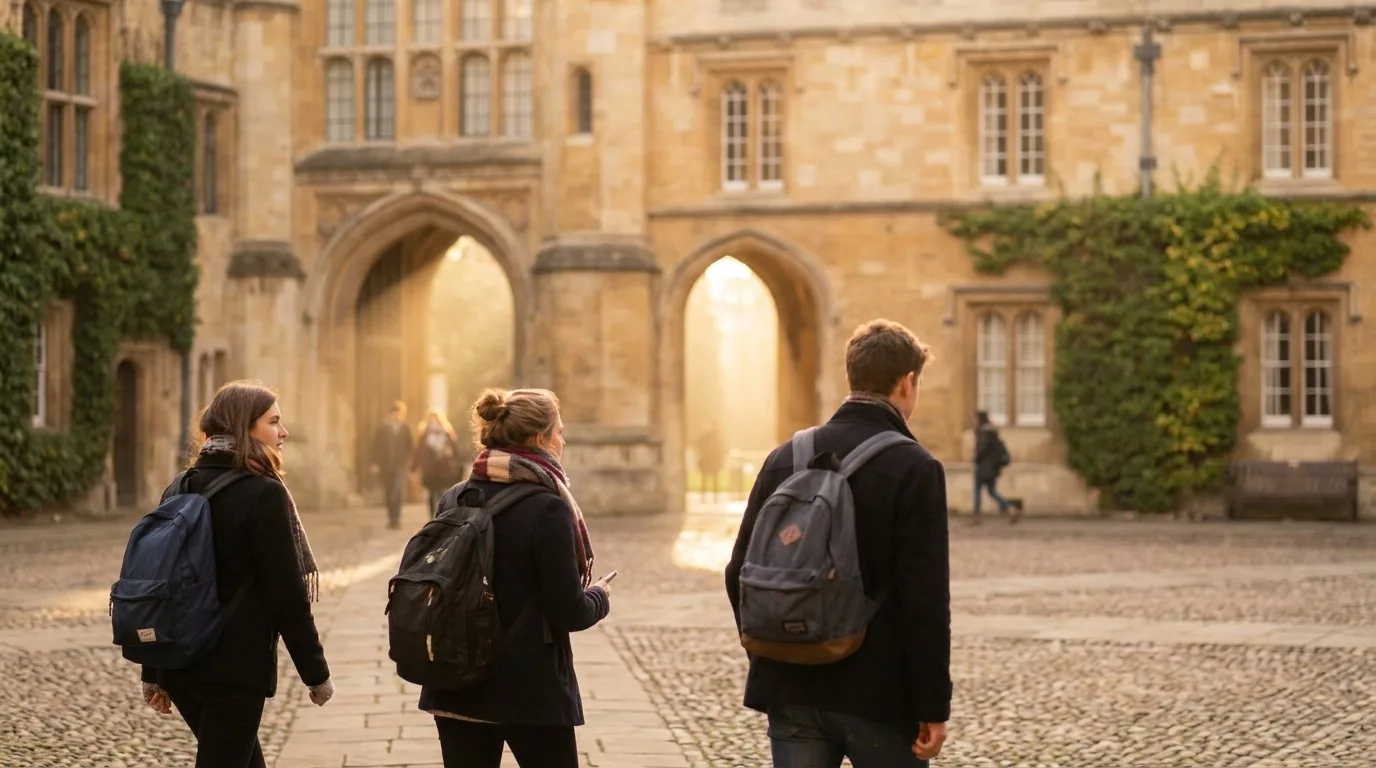 Students on campus in the UK